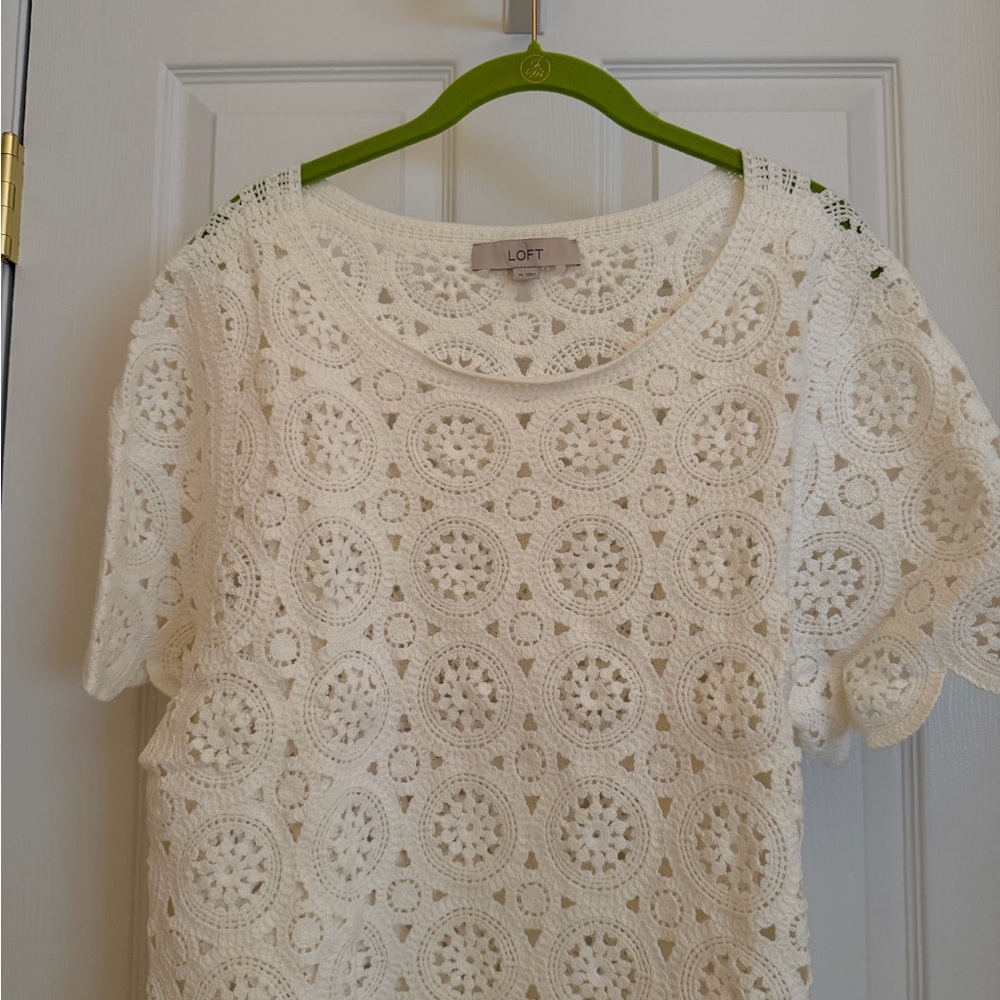 LOFT Cream Crochet Blouse
